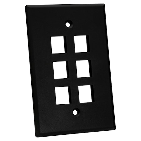 Quest Technology International Oversized Keystone Wall Plate, Single-Gang - 6 Ports, Black NFP-5061